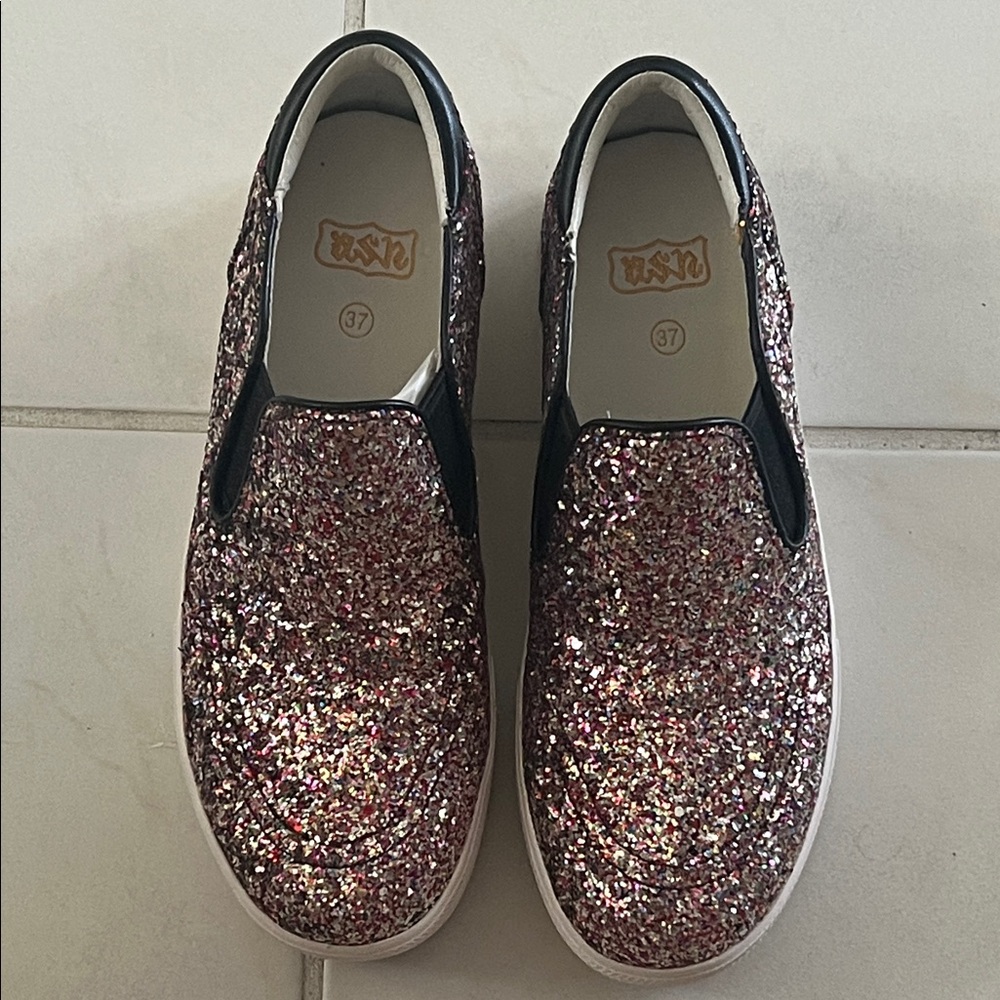 NWOT ASH glitter platform sneakers